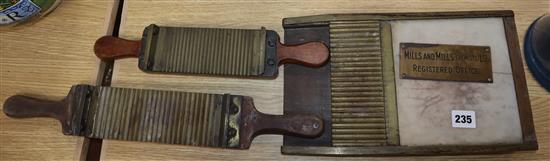 Three Victorian pill rollers, one with incorporated white marble slab